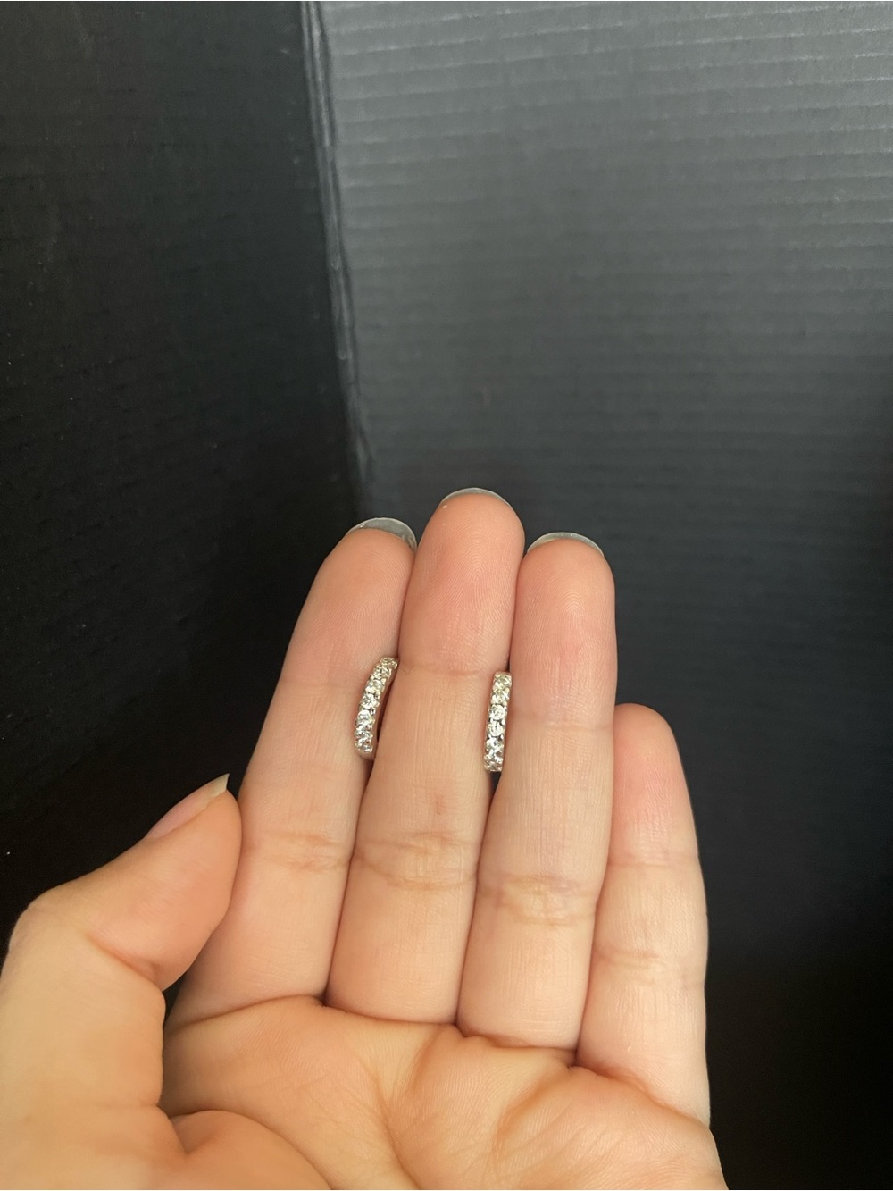 Half inch sterling silver Huggie hoop cz earrings